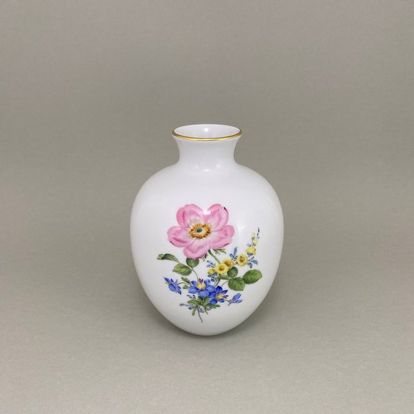 Vase, Blume 3 Mitte, "Heckenrose", Goldrand