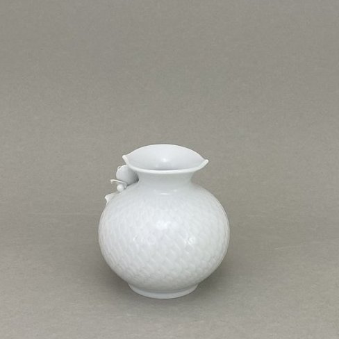 Vase mit Belag "Rose", Form Wellenspiel, Weiß, H 9,0 cm