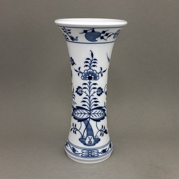 Vase Zwiebelmuster, kobaltblau, weißer Rand, H 26,5 cm