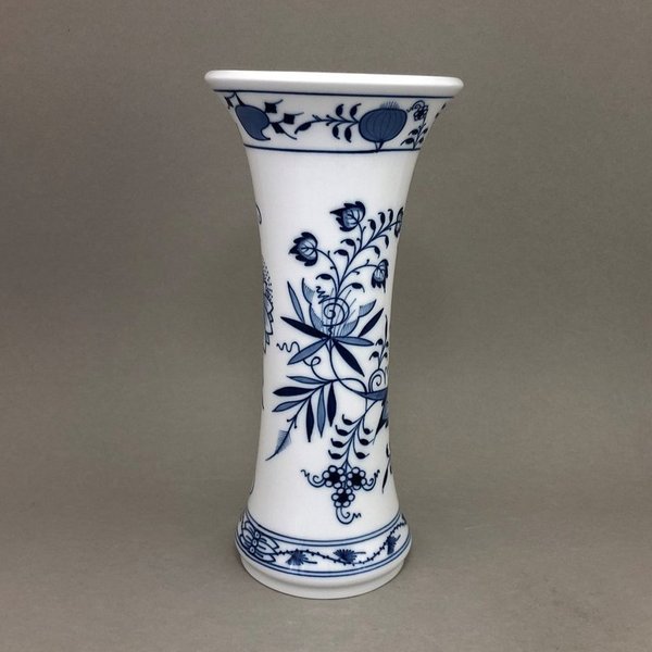 Vase Zwiebelmuster, kobaltblau, weißer Rand, H 26,5 cm