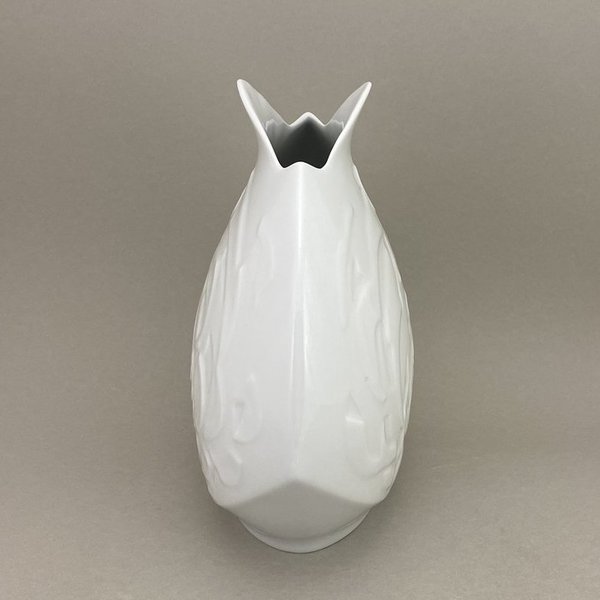 Vase mit Rosenrelief, mittel, Weiß, H 27,0 cm
