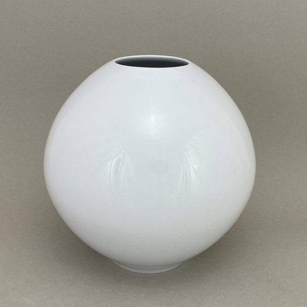 Vase, rund, Weiß, H 20,4 cm
