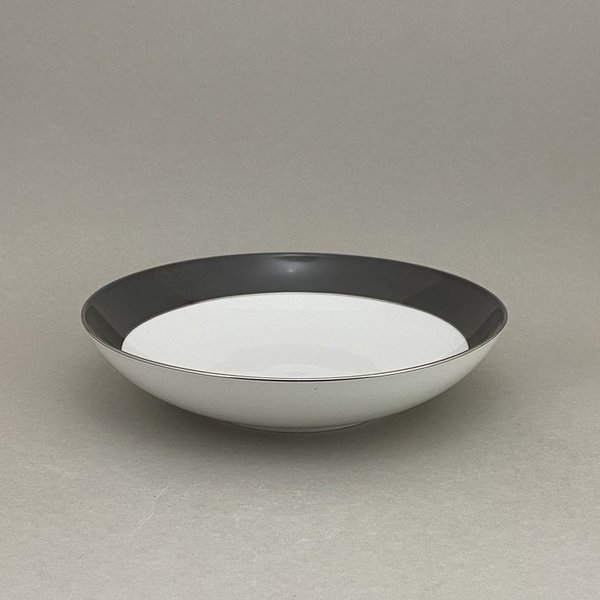Schale, "I-Form", grauer Bord glasiert, Platindekoration