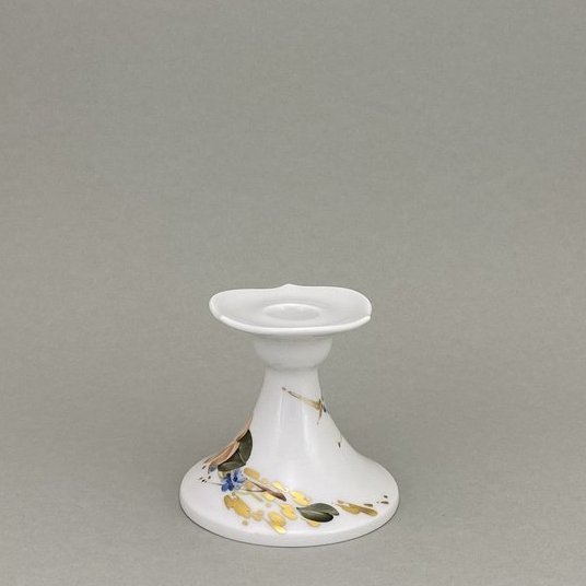 Leuchter, Form "Wellenspiel Pur", Begonie, farbig,  Goldstrukturen, weißer Rand, H 8 cm