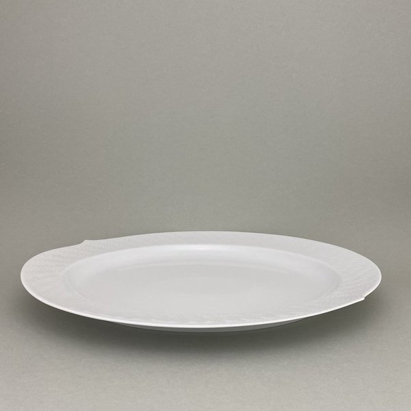 Platte, oval, Form "Wellenspiel Relief", Weiß, L 39 cm