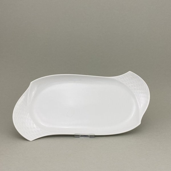 Platte, Form "Wellenspiel Relief", Weiß, L 31 cm