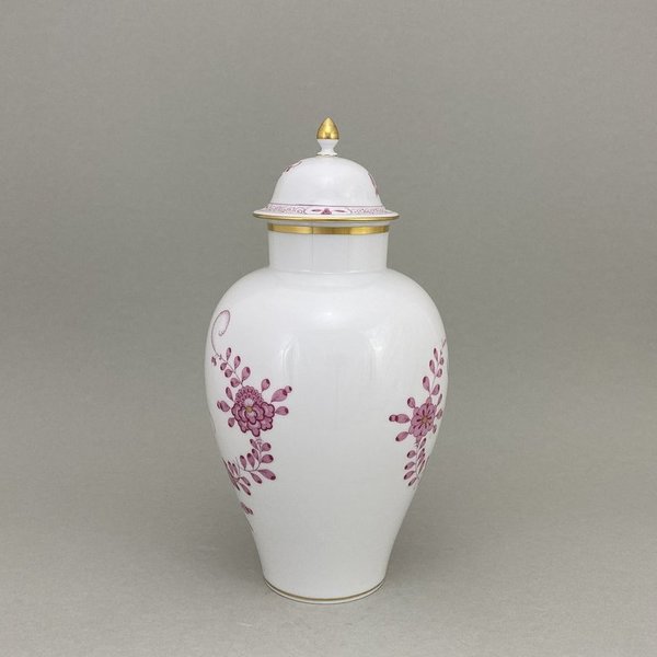 Vase, Indische Malerei 2, mit Kante, purpur, Goldpunkte, Goldrand, H 24,5 cm