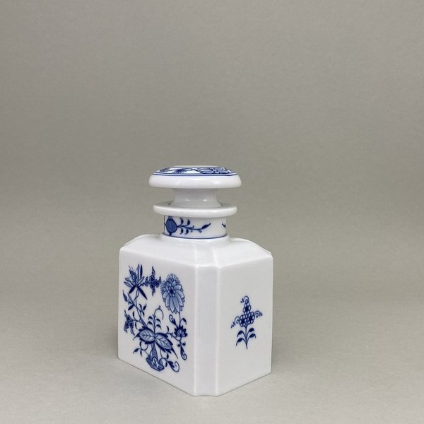 Teedose, Zwiebelmuster, kobaltblau, weißer Rand, 16 cm