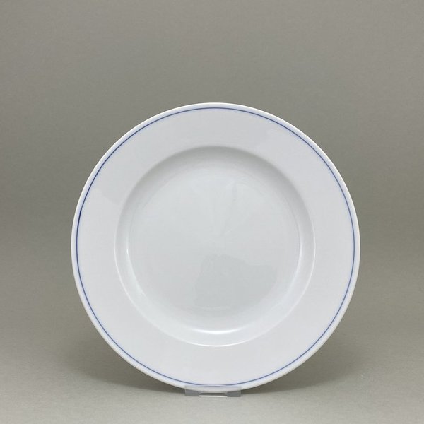 Vorspeise- & Desserttellereller, Form "Glatte Form", ohne Dekoration, blauer Faden, ø 22 cm
