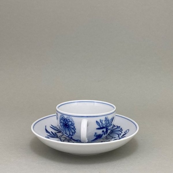 Teetasse m. U., Form "Glatte Form", Zwiebelmuster, kobaltblau, weißer Rand, 0,15 l