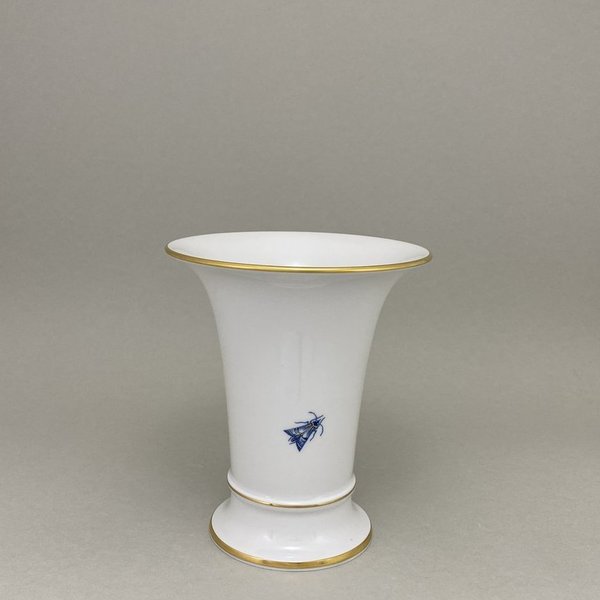 Vase, Form "Neuer Ausschnitt", Blumenbukett, kobaltblau, Goldgräser, Goldrand, Aquatinta, H 16 cm