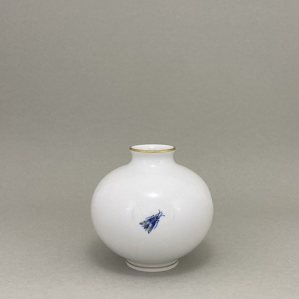 Vase, Form "Neuer Ausschnitt", Blumenbukett, kobaltblau, Goldgräser, Goldrand, Aquatinta, H 10,5 cm