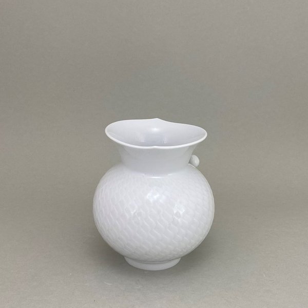 Vase mit Wellenspiel Relief, Belag "Kirsche mit Blüte", Weiß, H 9 cm