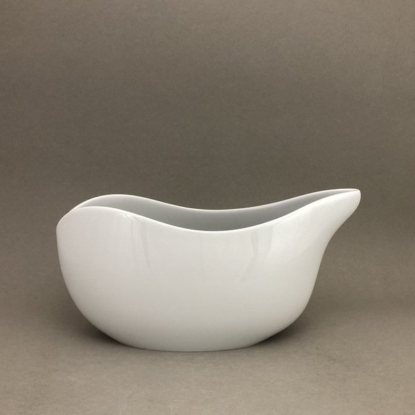 Vase, flach, Yin-Yang, flach, Weiß, L 28,5 cm