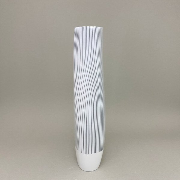 Vase TIDE, Arik Levy, Linien in schwarz, weißer Rand, H 35 cm