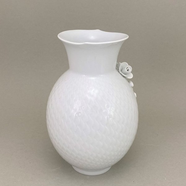 Vase mit Belag, "Rosen mit Schleife", Weiß, H 20,5 cm