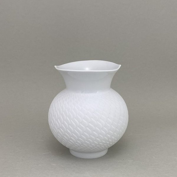 Vase, Biskuit Weiß, Wellenspiel, mittel, 13.6 cm