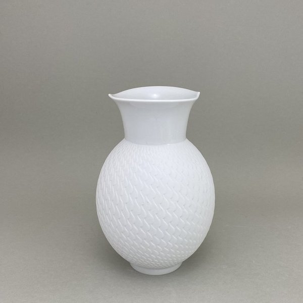 Vase mit Relief, Form " Wellenspiel Relief", Biskuit Weiß, H 20,5 cm