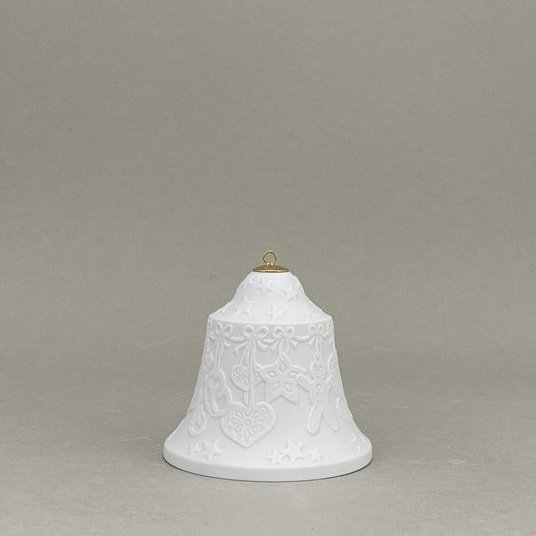 Glocke mit Relief, Lebkuchenkette, Weiß, Biskuit, H 8 cm
