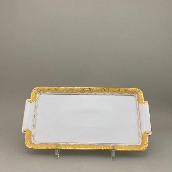 Platte, eckig, Form "X-Form", Goldbronze, leicht, L 29 cm