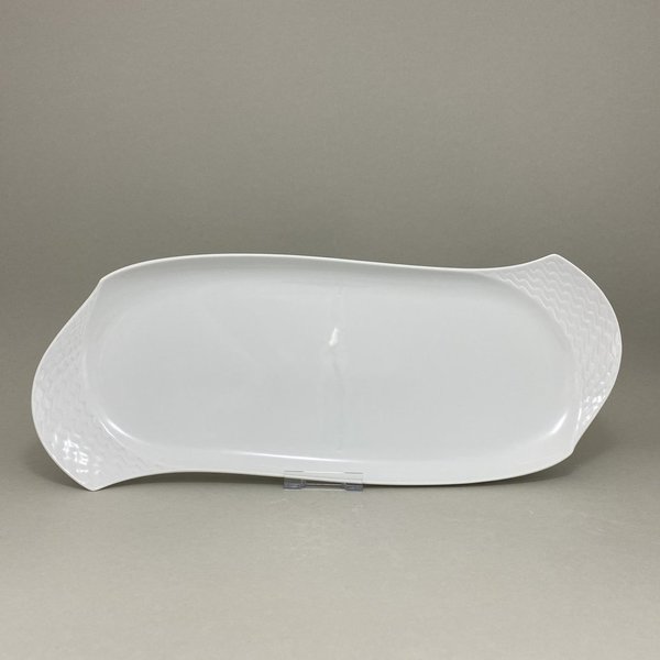 Platte, eckig, Form "Wellenspiel Relief", Weiß, L 43 cm