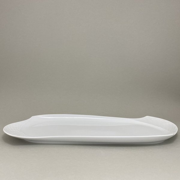 Platte, eckig, Form "Wellenspiel Relief", Weiß, L 43 cm