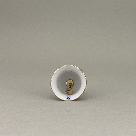 Miniatur-Glocke, Stechpalme, bunt und gold, Goldrand, H 5 cm