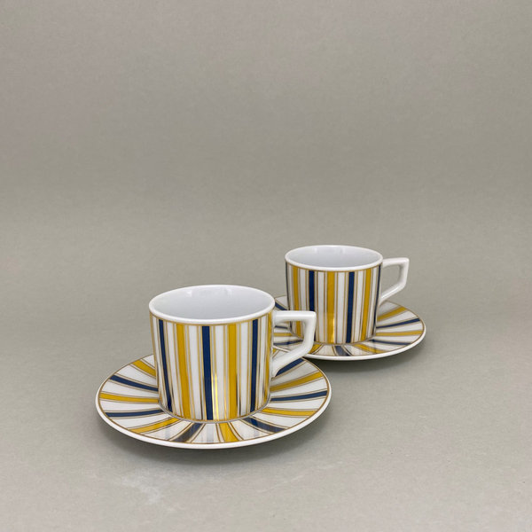 Espressotasse m.U., Form "No. 41", Stripes, blau-gelb-gold