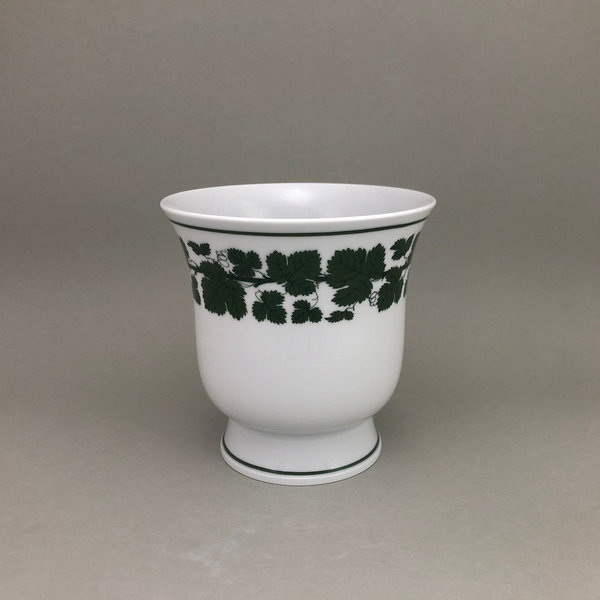 Vase, Voller grüner Weinkranz, weißer Rand, H 16 cm