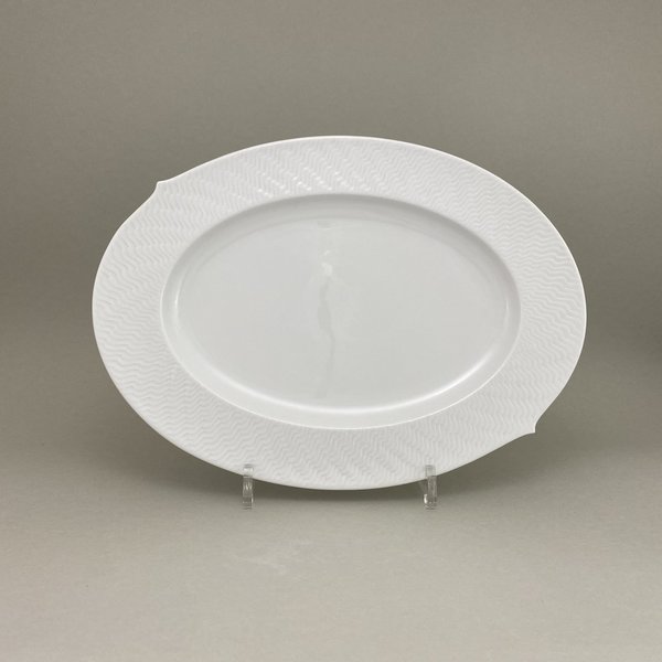 Platte, oval, Form "Wellenspiel Relief", weiß