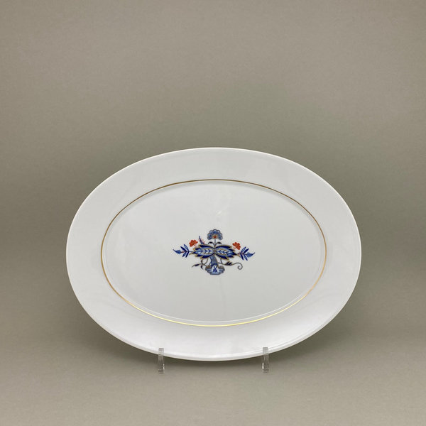 Platte, oval, Form "No 41", Noble Blue, Doppelblatt, kobaltblau, rot, gold, L 36 cm