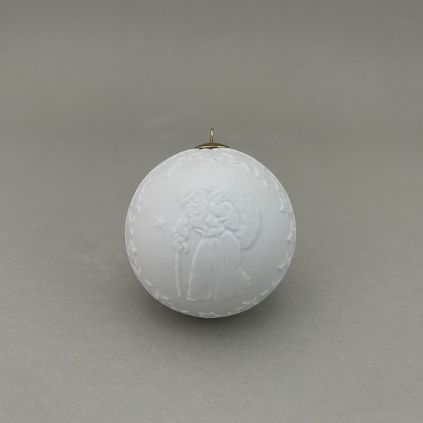 Kugel mit Relief, Weihnachtsmann, weiß, bisquit, Ø 7 cm
