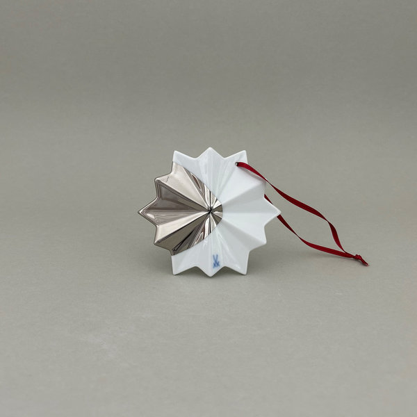 Baumschmuck Weihnachtsstern, Platinpunkt, H 10 cm